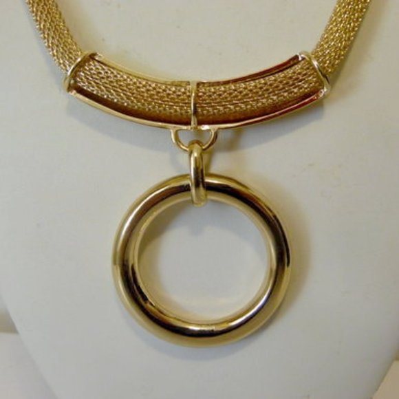 R. J. Graziano Goldtone Circle Mesh Statement Necklace - Picture 7 of 8
